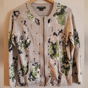 Eddie Bauer womens zip up cotton spring bloom  cartigan size medium
